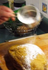 Flour on dough