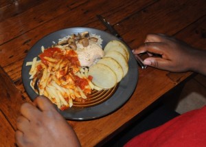 plate-chicken-potatoes-pork-pasta
